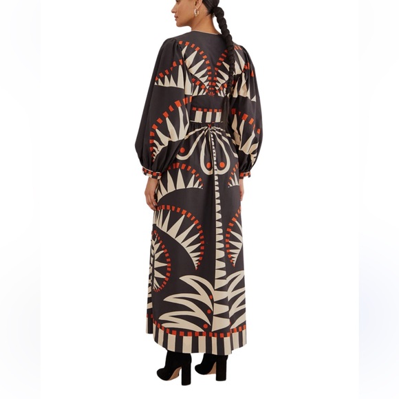 Farm Rio Black Coconut Grove Puff Sleeve Maxi Dress size xxs NWOT - Picture 2 of 9